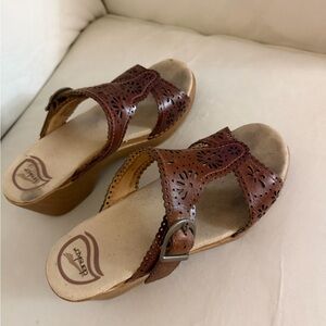 Dansko Brown Leather Cutout Wedges Size 6/36